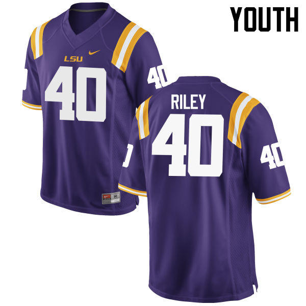 Youth LSU Tigers #40 Duke Riley College Football Jerseys Game-Purple